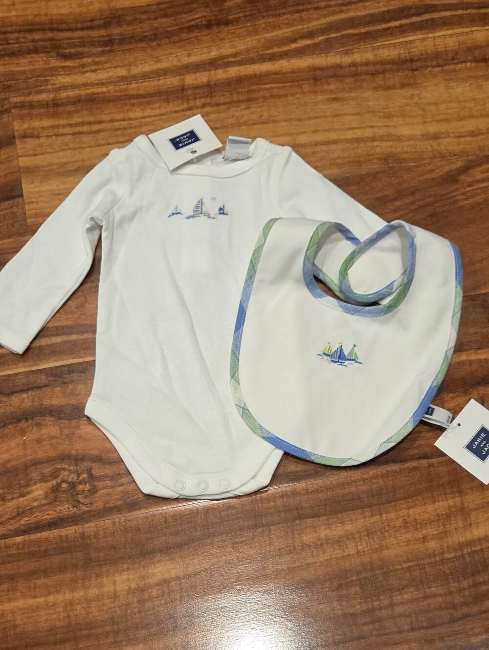 Janie and Jack NWT Newborn Sailboat Bodysuit and Bib